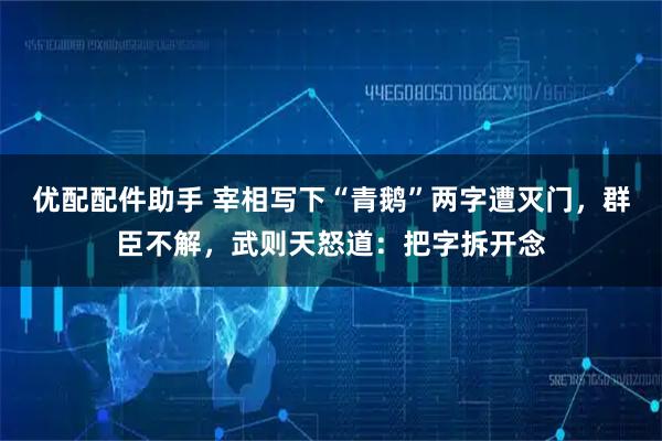 优配配件助手 宰相写下“青鹅”两字遭灭门，群臣不解，武则天怒道：把字拆开念