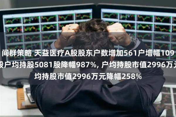 间群策略 天益医疗A股股东户数增加561户增幅1093%, 流通A股户均持股5081股降幅987%, 户均持股市值2996万元降幅258%